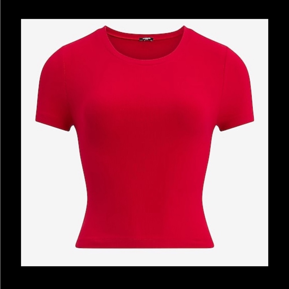 Express Ribbed Crew Neck Baby Tee in Lipstick Red NWT Medium